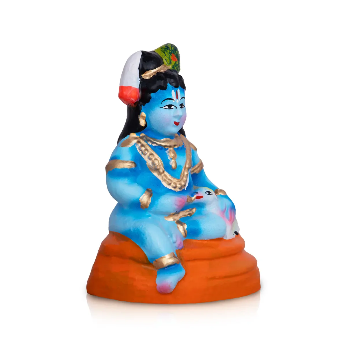 Krishna Statue Clay Golu Bommai - 6 x 3 Inches | Giri Golu Doll/ Navaratri Golu Bomma/ Bommai/ Gombe - Image 2