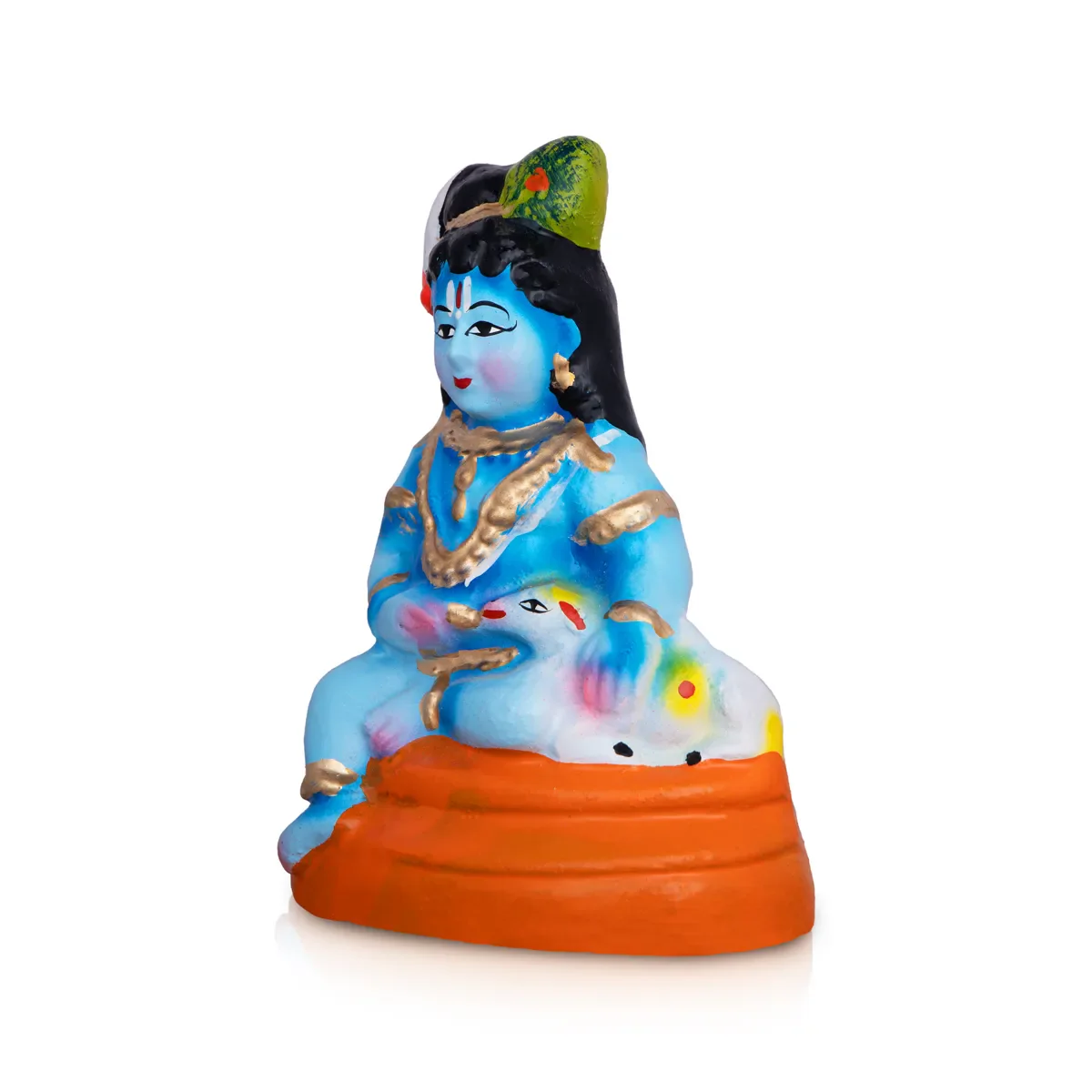 Krishna Statue Clay Golu Bommai - 6 x 3 Inches | Giri Golu Doll/ Navaratri Golu Bomma/ Bommai/ Gombe - Image 3