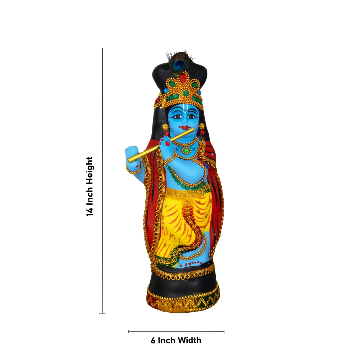 Krishna Statue With Alankaram - 14 x 6 Inches | Fibre Idol/ Krishna Idol for Pooja - Image 5