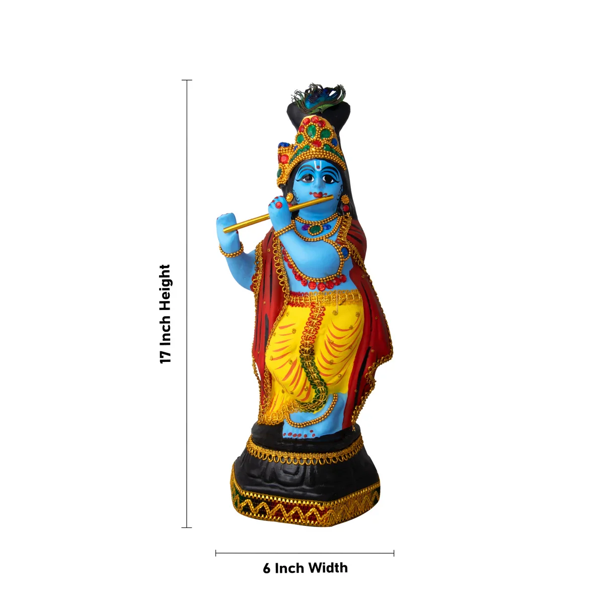 Krishna Statue With Alankaram - 17 x 6 Inches | Fibre Idol/ Krishna Idol for Pooja - Image 5