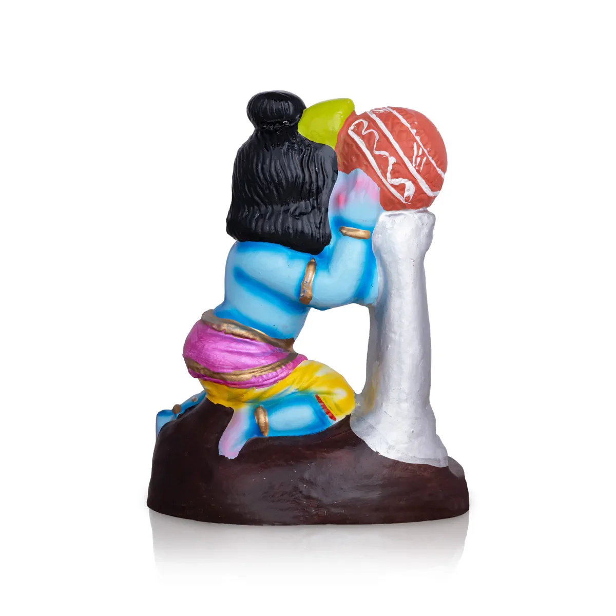 Krishna Statue With Pillar Pot Clay Golu Bommai - 11 x 8 Inches | Giri Golu Doll/ Navaratri Golu Bomma/ Gombe - Image 4