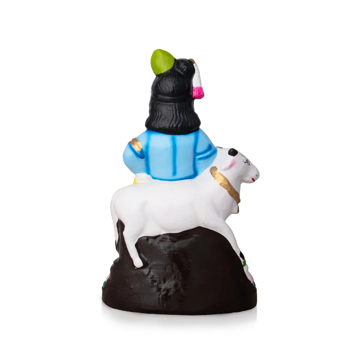 Krishna with Cow Clay Golu Bommai - 9 x 6 Inches | Giri Golu Doll/ Navaratri Golu Bomma/Gombe/Bommai - Image 4