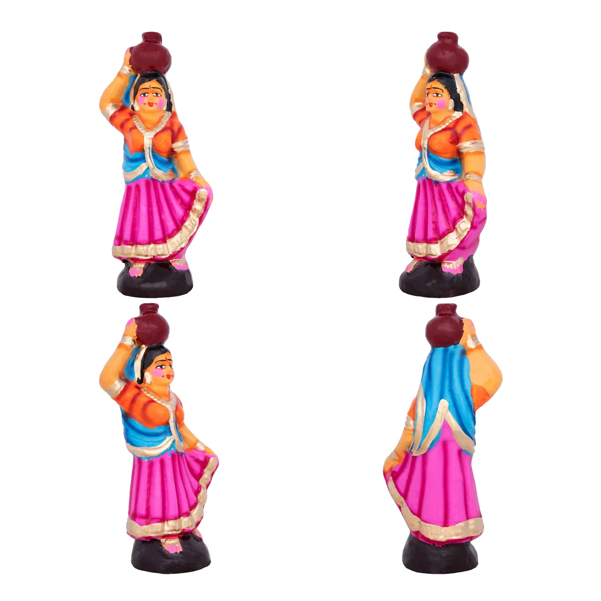 Krishna with Gopishri Clay Golu Bommai Set - 8.5 x 2.5 Inches | Giri Golu Doll/ Navaratri Golu Bomma/Gombe - Image 2