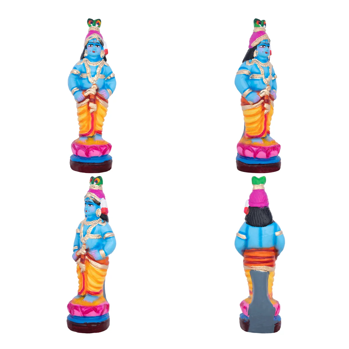 Krishna with Gopishri Clay Golu Bommai Set - 8.5 x 2.5 Inches | Giri Golu Doll/ Navaratri Golu Bomma/Gombe - Image 3