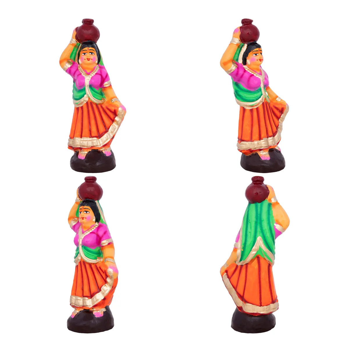 Krishna with Gopishri Clay Golu Bommai Set - 8.5 x 2.5 Inches | Giri Golu Doll/ Navaratri Golu Bomma/Gombe - Image 4