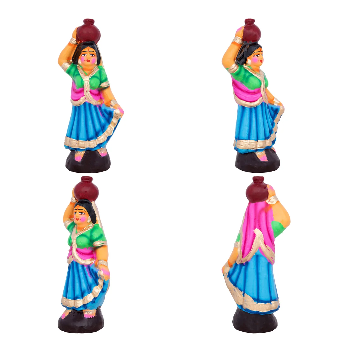 Krishna with Gopishri Clay Golu Bommai Set - 8.5 x 2.5 Inches | Giri Golu Doll/ Navaratri Golu Bomma/Gombe - Image 5