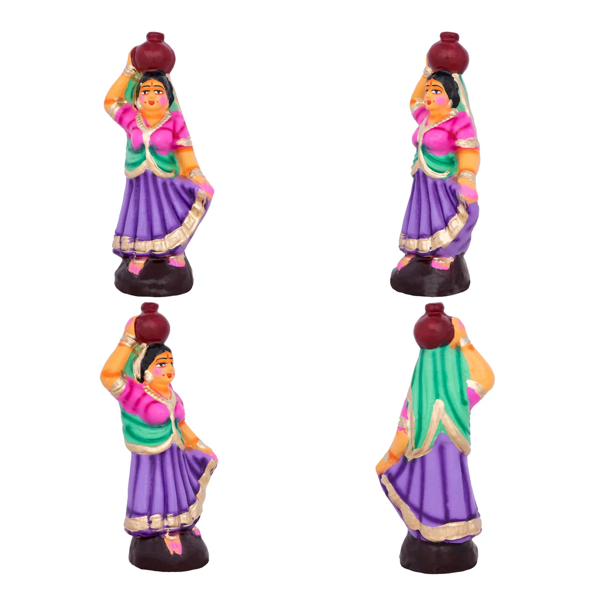 Krishna with Gopishri Clay Golu Bommai Set - 8.5 x 2.5 Inches | Giri Golu Doll/ Navaratri Golu Bomma/Gombe - Image 6