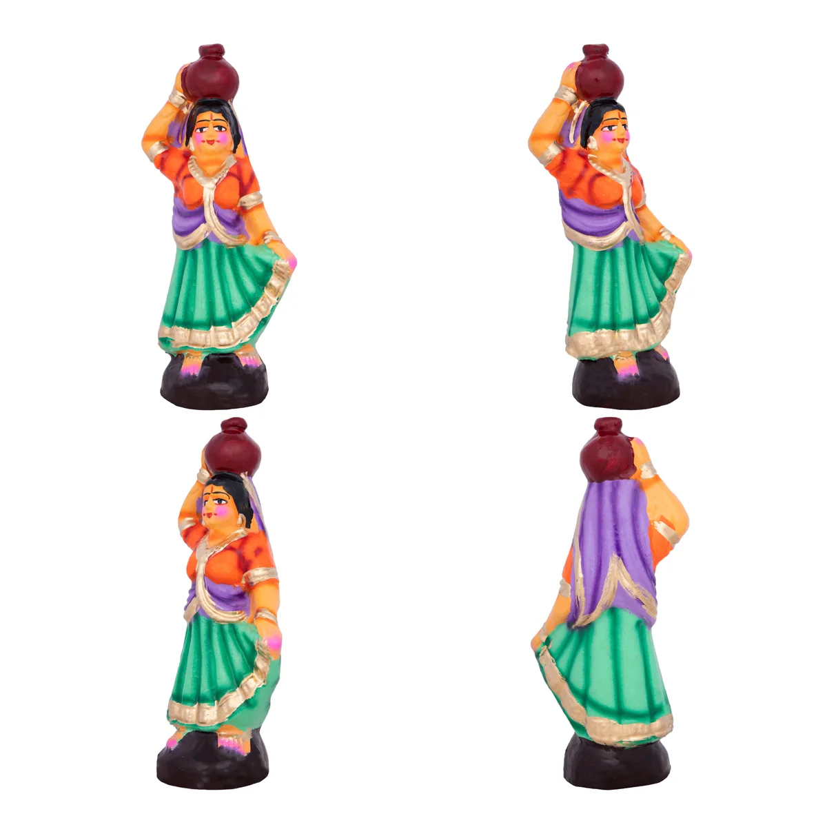 Krishna with Gopishri Clay Golu Bommai Set - 8.5 x 2.5 Inches | Giri Golu Doll/ Navaratri Golu Bomma/Gombe - Image 7