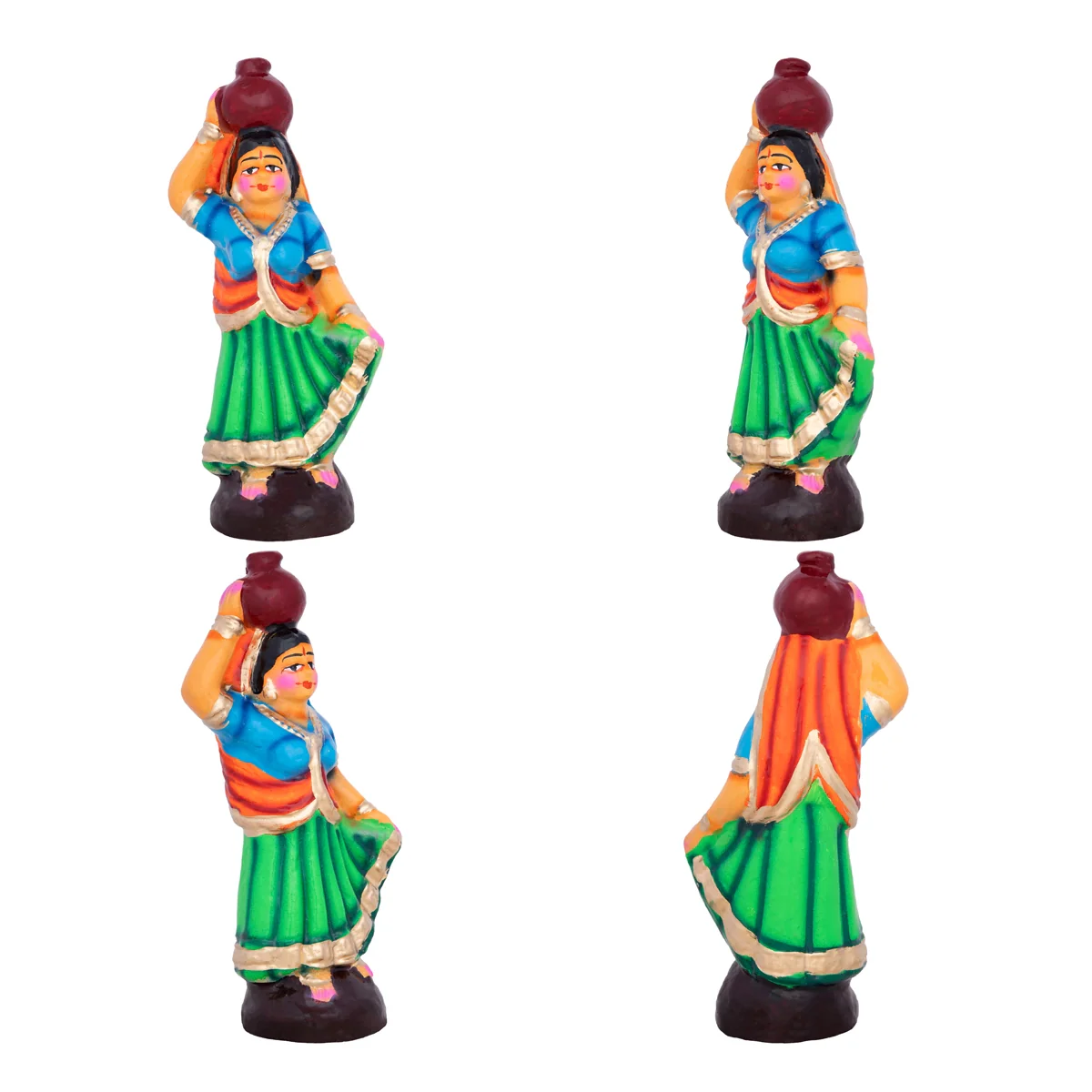 Krishna with Gopishri Clay Golu Bommai Set - 8.5 x 2.5 Inches | Giri Golu Doll/ Navaratri Golu Bomma/Gombe - Image 8