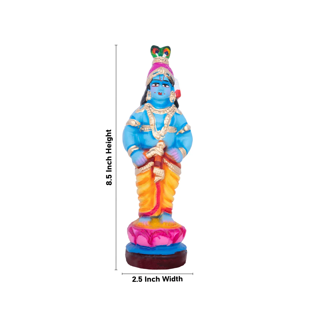 Krishna with Gopishri Clay Golu Bommai Set - 8.5 x 2.5 Inches | Giri Golu Doll/ Navaratri Golu Bomma/Gombe - Image 9
