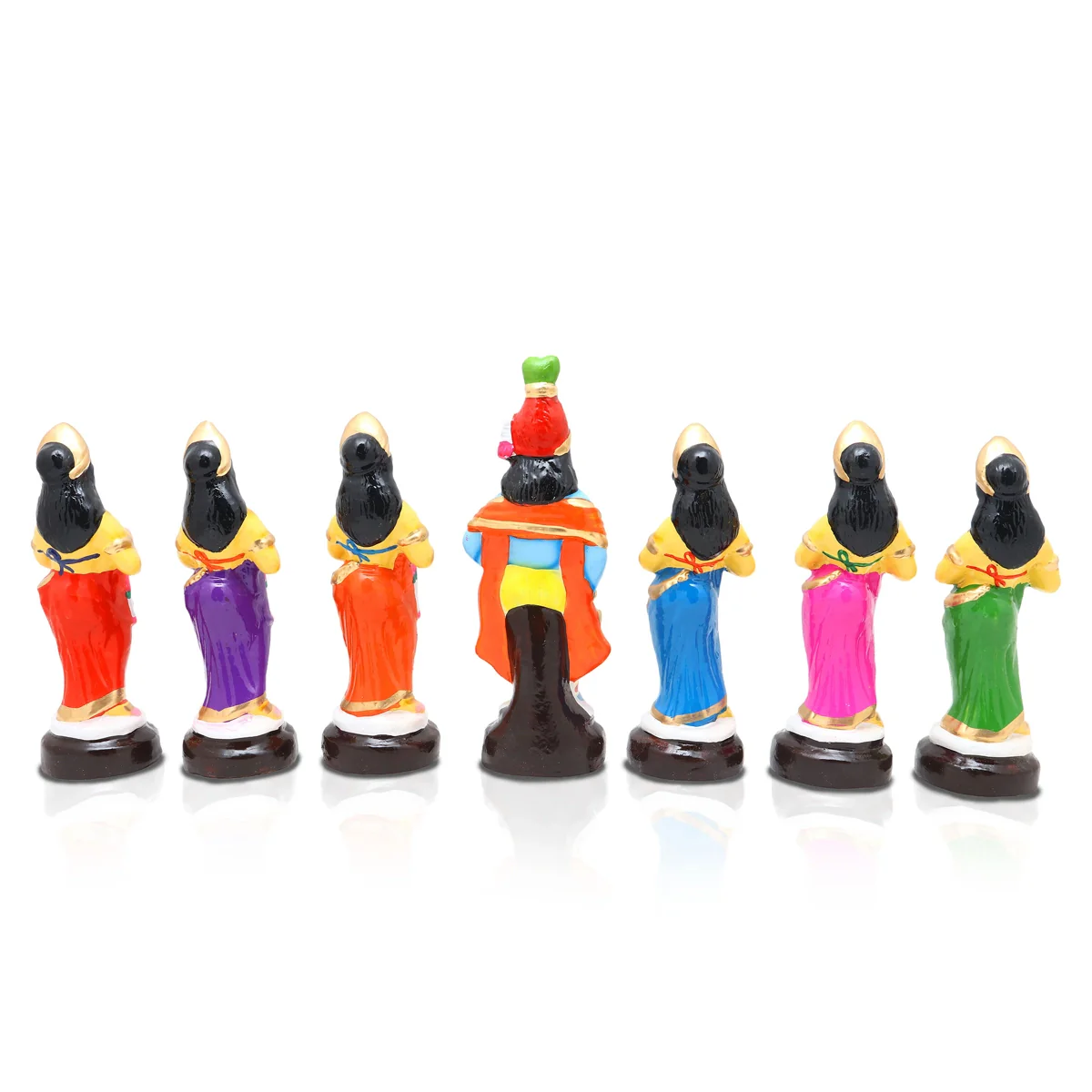 Krishna with Gopishri Clay Golu Bommai Set - 8 x 3 Inches | Giri Golu Doll/ Navaratri Golu Bomma/Gombe/Bommai - Image 3
