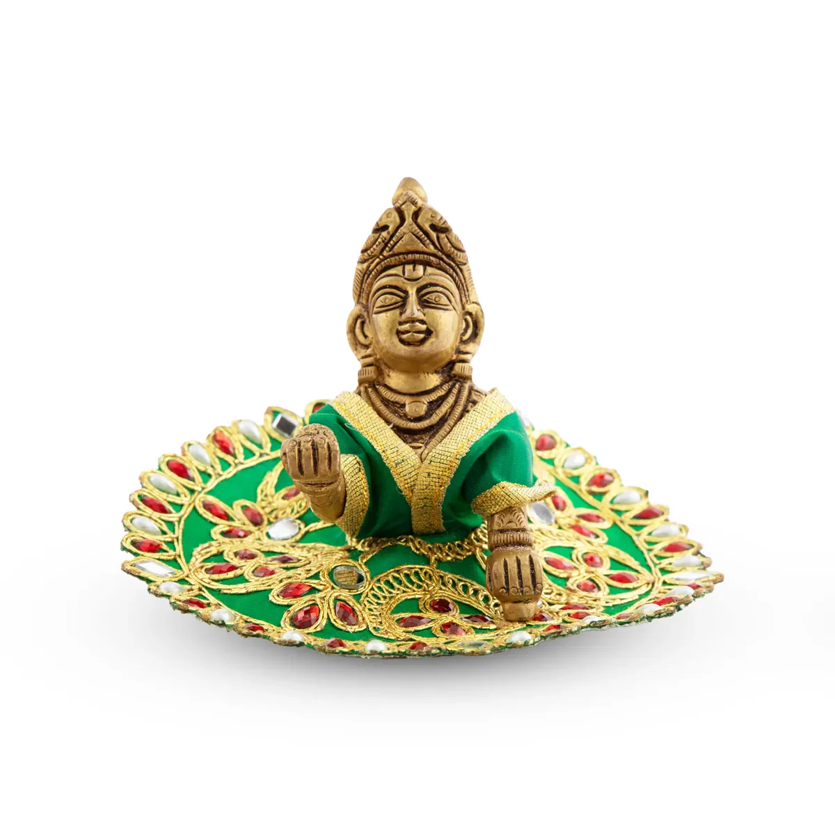 Krishna Dress - 5.5 Inches | Stone & Embroidery Design Krishna Costume/ Kanha Ji Dress for Deity - Image 2