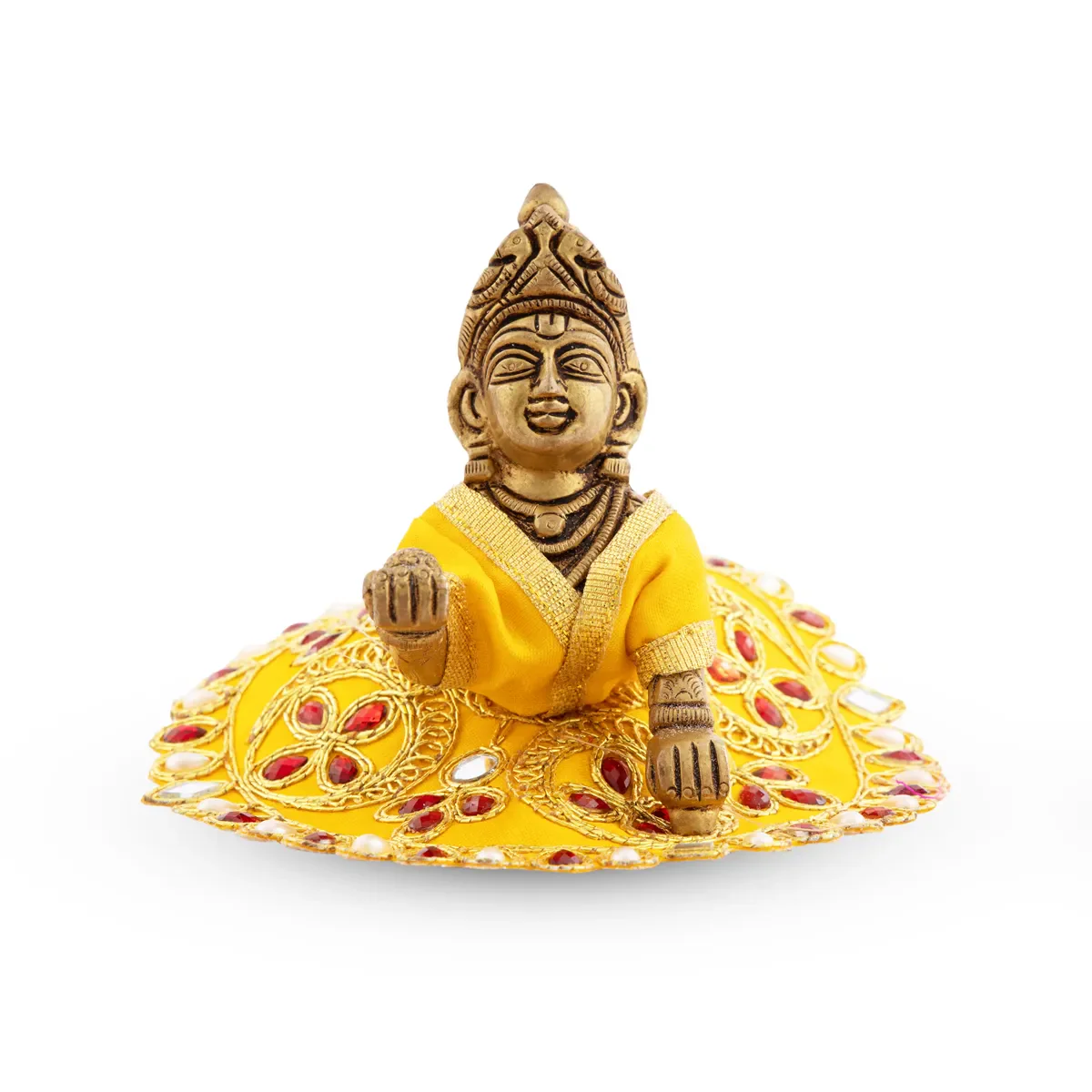 Krishna Dress - 5.5 Inches | Stone & Embroidery Design Krishna Costume/ Kanha Ji Dress for Deity - Image 5