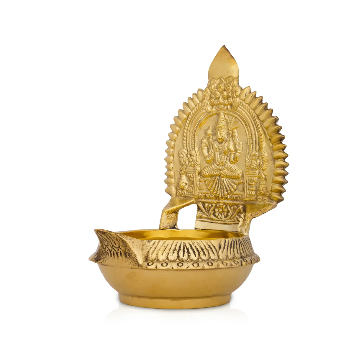 Kuber Kamakshi Deepam - 6 x 3.5 Inches | Brass Vilakku/ Kamatchi Lamp for Pooja/ 460 Gms Approx - Image 2
