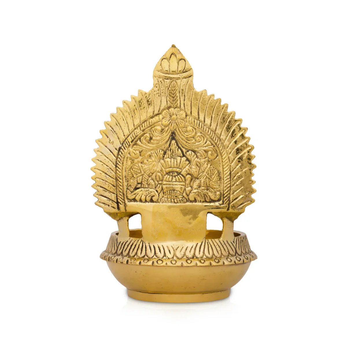 Kuber Kamakshi Deepam - 6 x 3.5 Inches | Brass Vilakku/ Kamatchi Lamp for Pooja/ 460 Gms Approx - Image 4