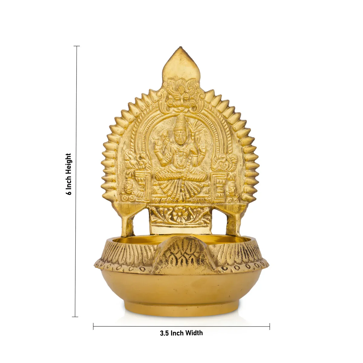 Kuber Kamakshi Deepam - 6 x 3.5 Inches | Brass Vilakku/ Kamatchi Lamp for Pooja/ 460 Gms Approx - Image 6