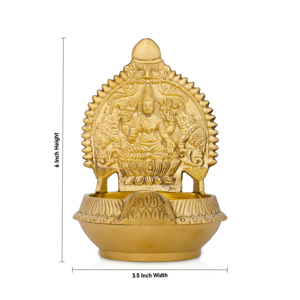 Kuber Kamakshi Lakshmi Lamp - 6 x 3.5 Inches | Brass Vilakku/ Laxmi Deepam for Pooja/ 460 Gms Approx - Image 6