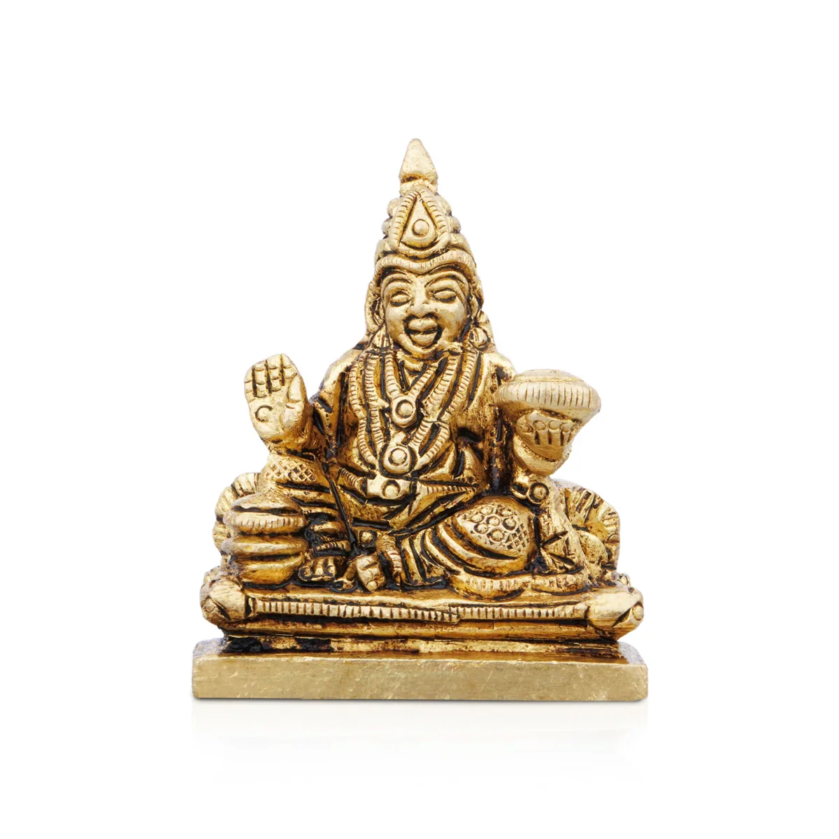 Kuber Murti - 2 x 1.5 Inches | Antique Brass Statue/ Kubera God Statue for Pooja/ 160 Gms Approx