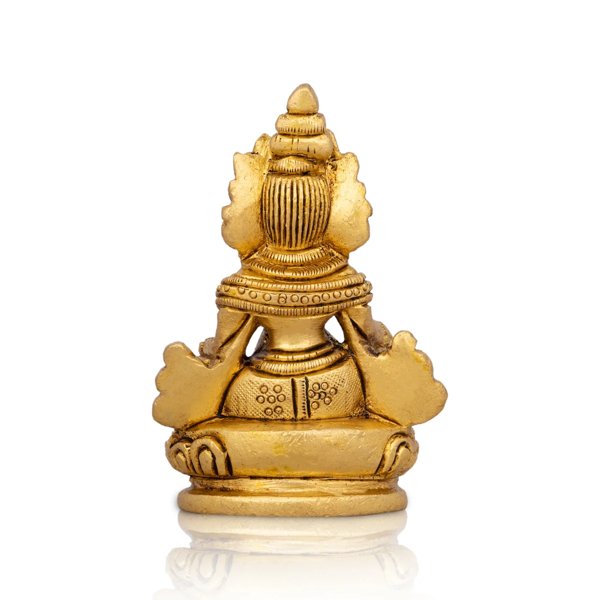 Kuber Statue Sitting On Flower Base - 3 x 2 Inches | Kuber Murti/ Antique Brass Idol/ Kubera Statue for Pooja - Image 2