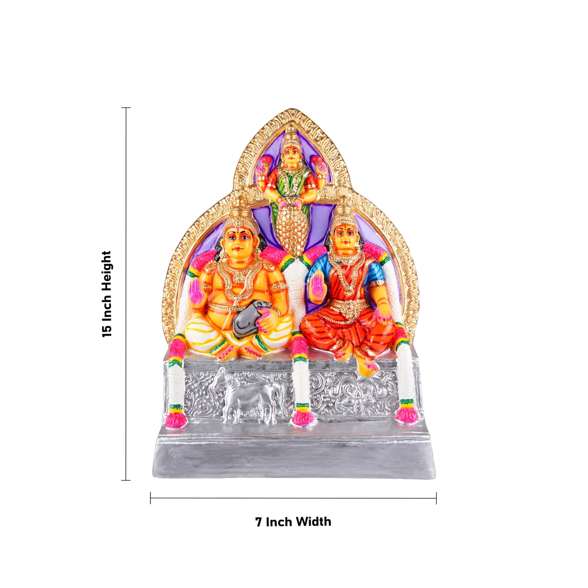 Kubera Lakshmi Statue Paper Mache Golu Bommai Set - 15 x 7 Inches | Giri Golu Doll/ Gombe/ Navaratri Golu Bomma - Image 2