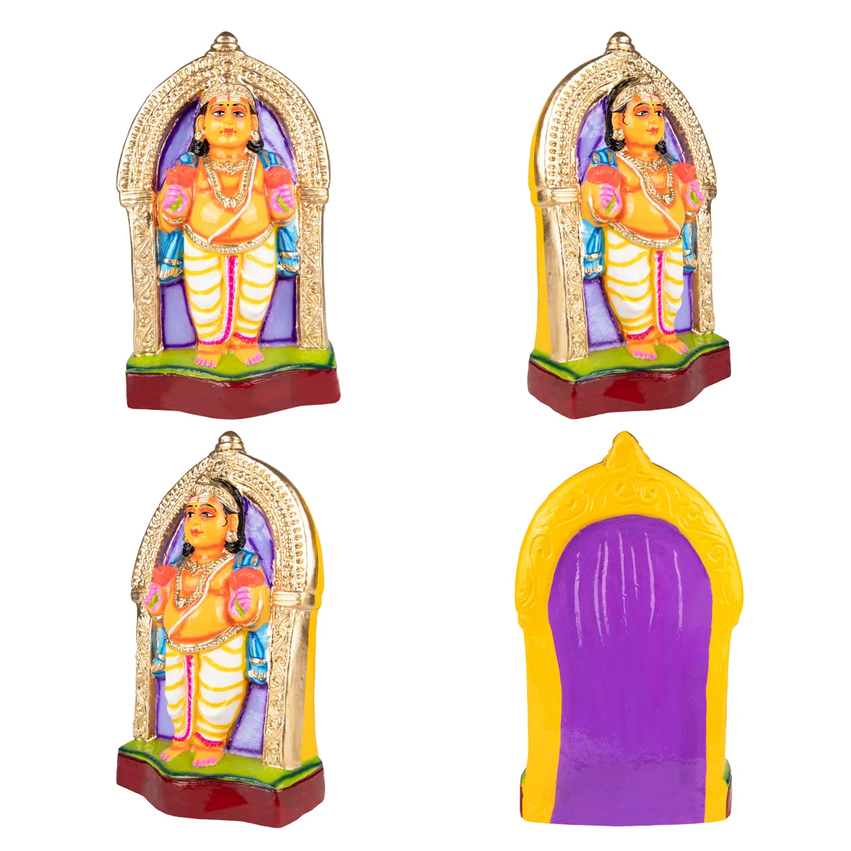 Kubera Lakshmi Statue Paper Mache Golu Bommai Set - 15 x 7 Inches | Giri Golu Doll/ Gombe/ Navaratri Golu Bomma - Image 4