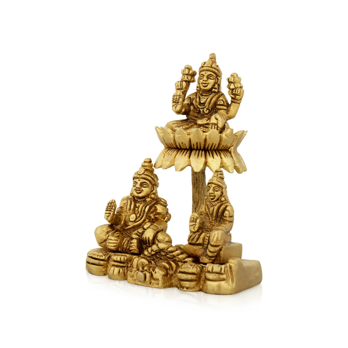 Kubera Lakshmi Statue With Chitralekha - 5 x 3.5 Inches | Laxmi Kuber Idol/ Antique Brass Idol for Pooja - Image 2