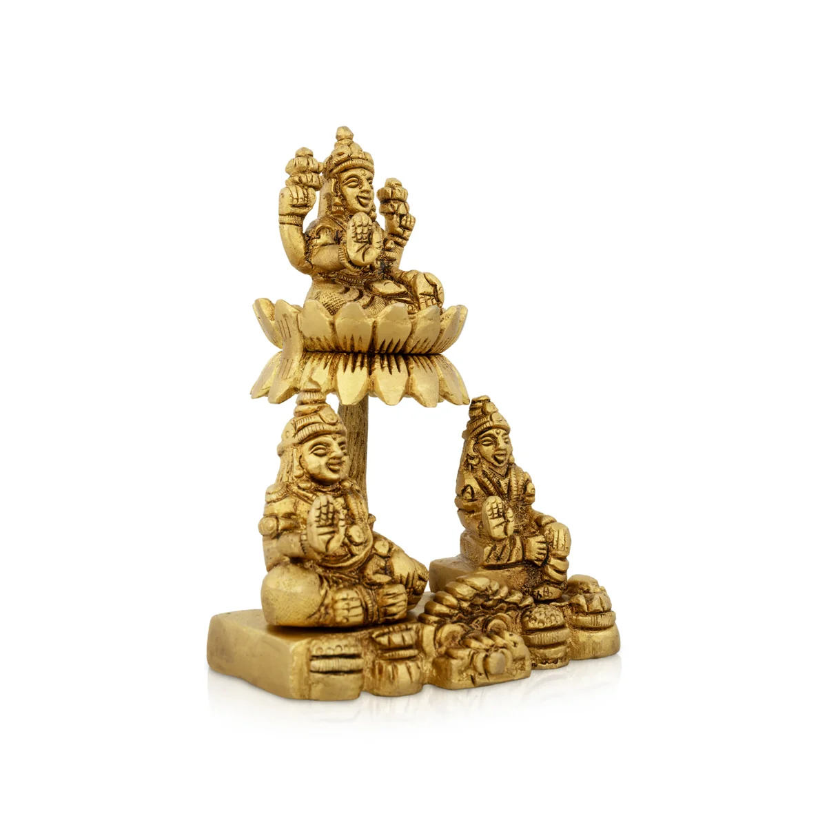 Kubera Lakshmi Statue With Chitralekha - 5 x 3.5 Inches | Laxmi Kuber Idol/ Antique Brass Idol for Pooja - Image 3
