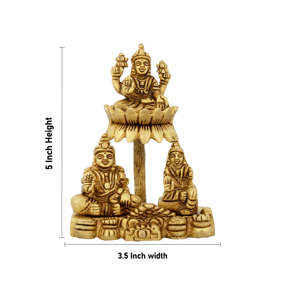 Kubera Lakshmi Statue With Chitralekha - 5 x 3.5 Inches | Laxmi Kuber Idol/ Antique Brass Idol for Pooja - Image 5
