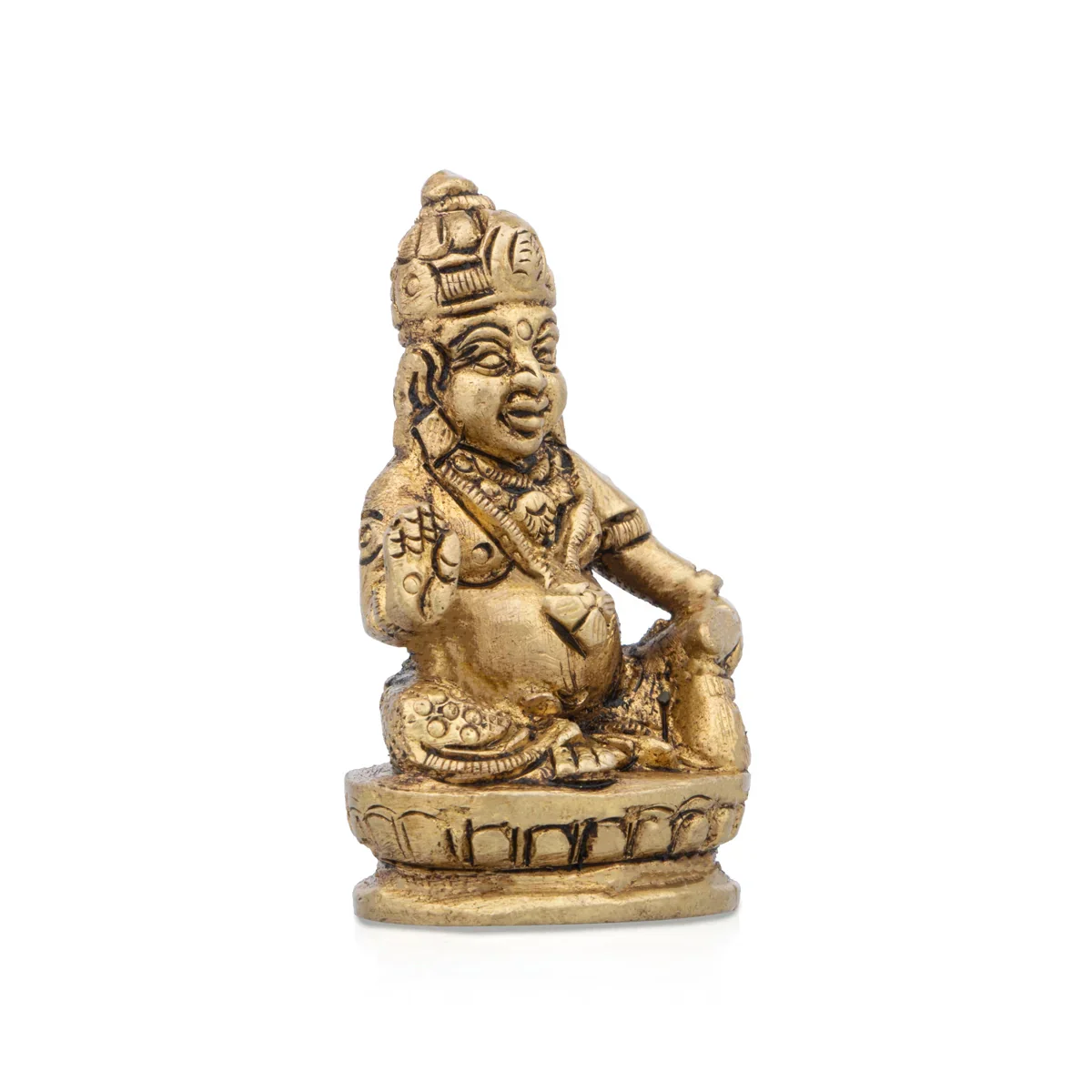 Kuberan Statue - 2 x 1 Inches | Antique Brass Statue/ Kuber Murti for Pooja/ 110 Gms Approx - Image 2