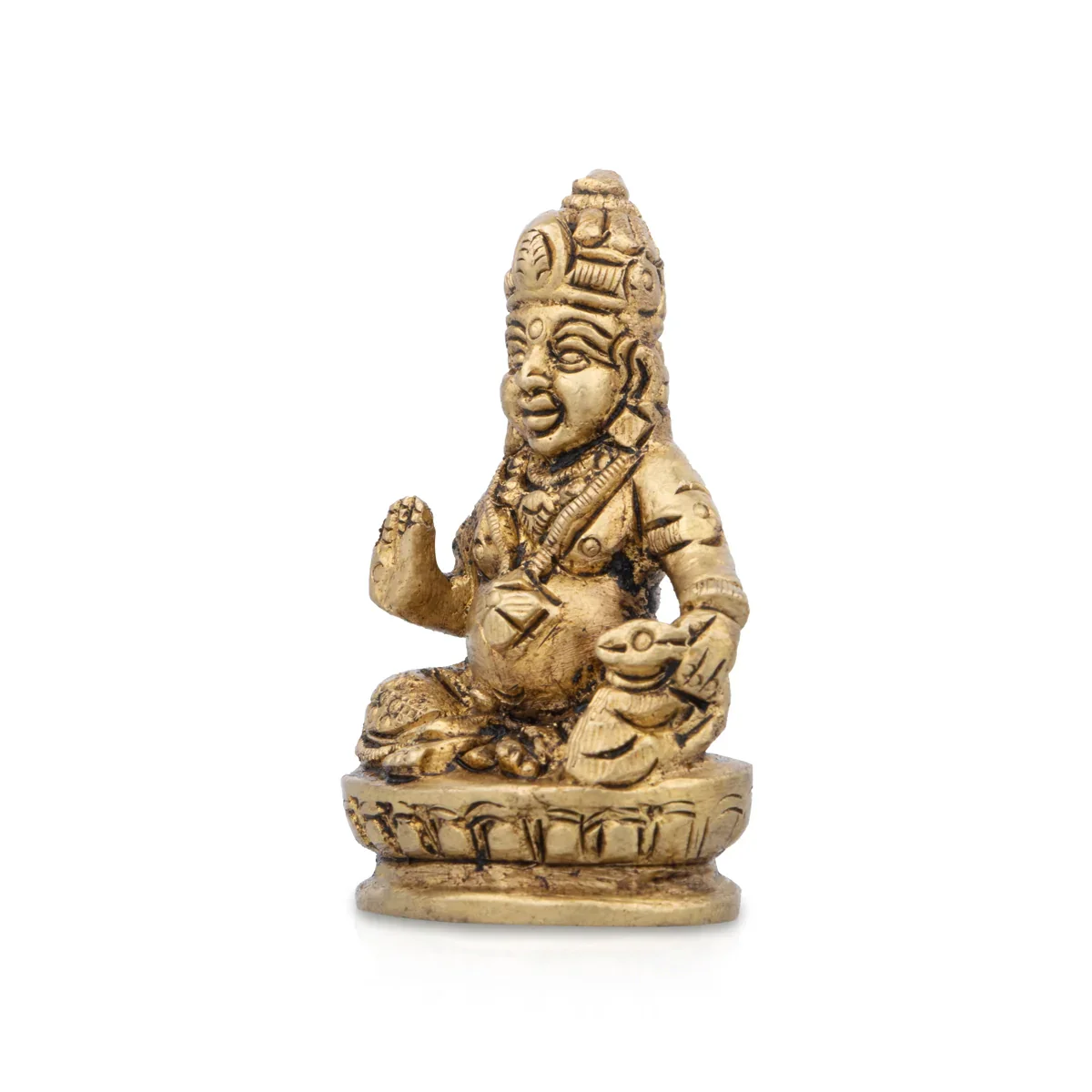Kuberan Statue - 2 x 1 Inches | Antique Brass Statue/ Kuber Murti for Pooja/ 110 Gms Approx - Image 3
