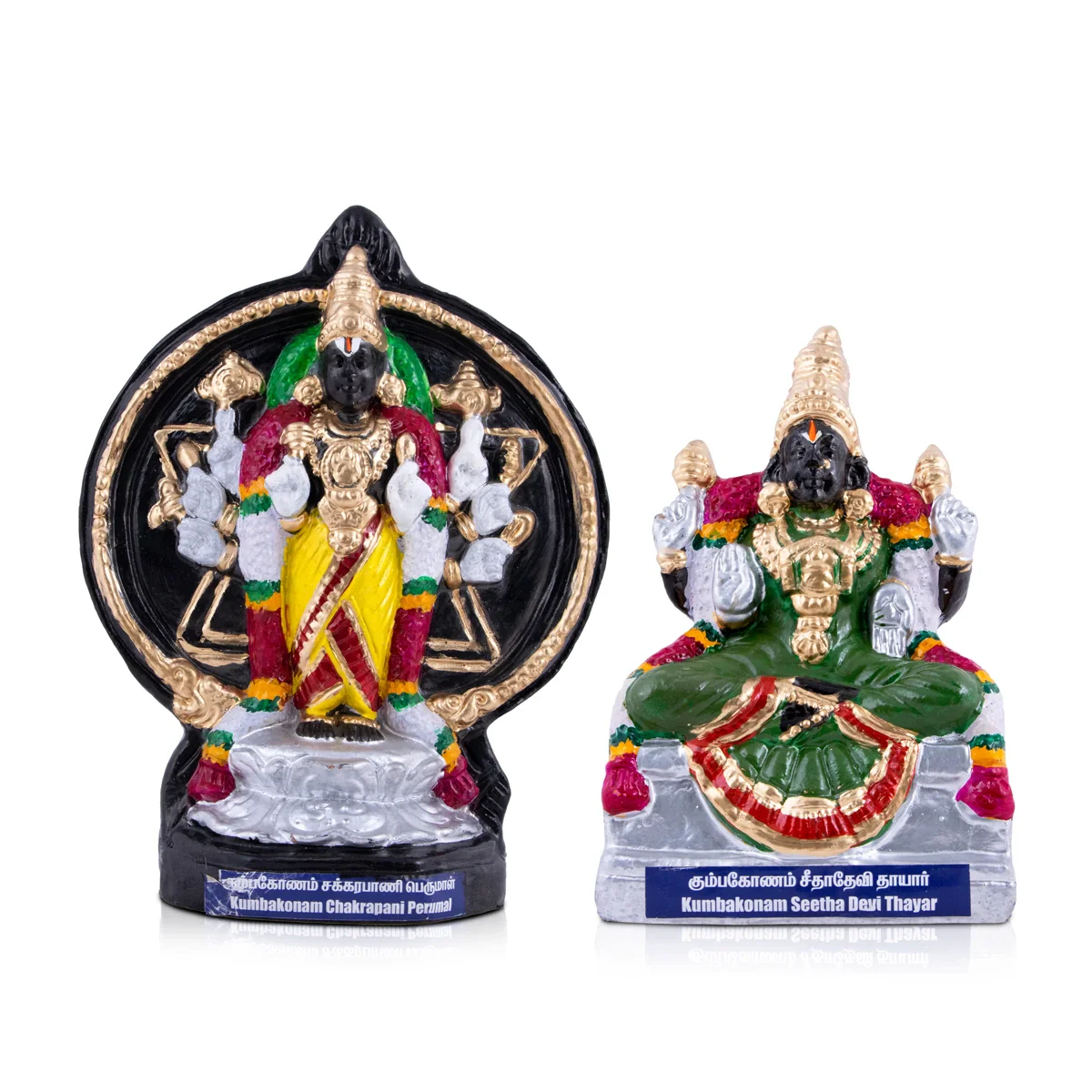 Kumbakonam Chakrapani Thayar Clay Golu Bommai Pair - 12 x 9 Inches | Giri Golu Doll/ Navaratri Golu Bomma/Gombe - Image 5