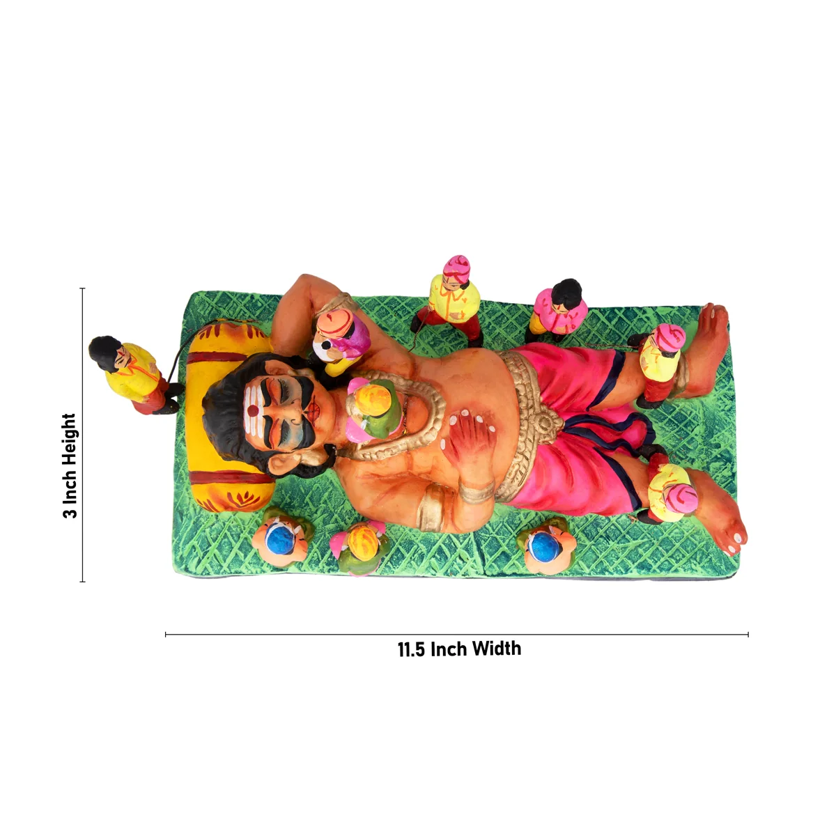 Kumbhakarna Clay Golu Bommai - 3 x 11.5 Inches | Giri Golu Doll/ Navaratri Golu Bomma/ Bommai/Gombe - Image 3
