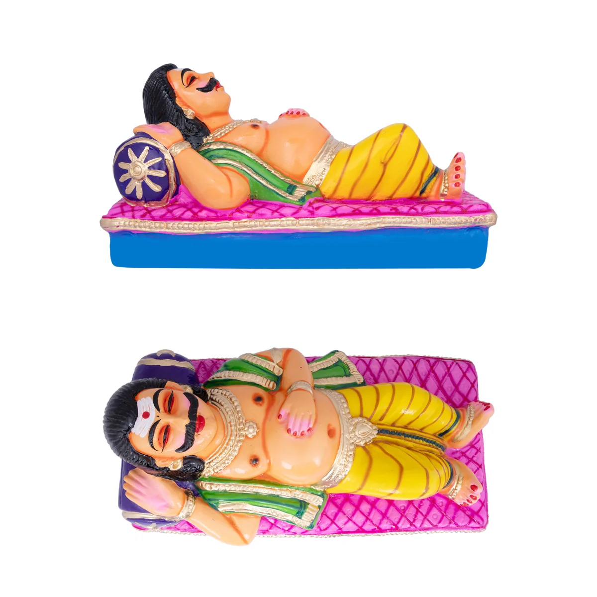 Kumbhakarna Paper Mache Golu Bommai Set - 9 X 17.5 Inches | Navaratri Golu Gombe/Giri Golu Doll/ Navratri Decor - Image 2