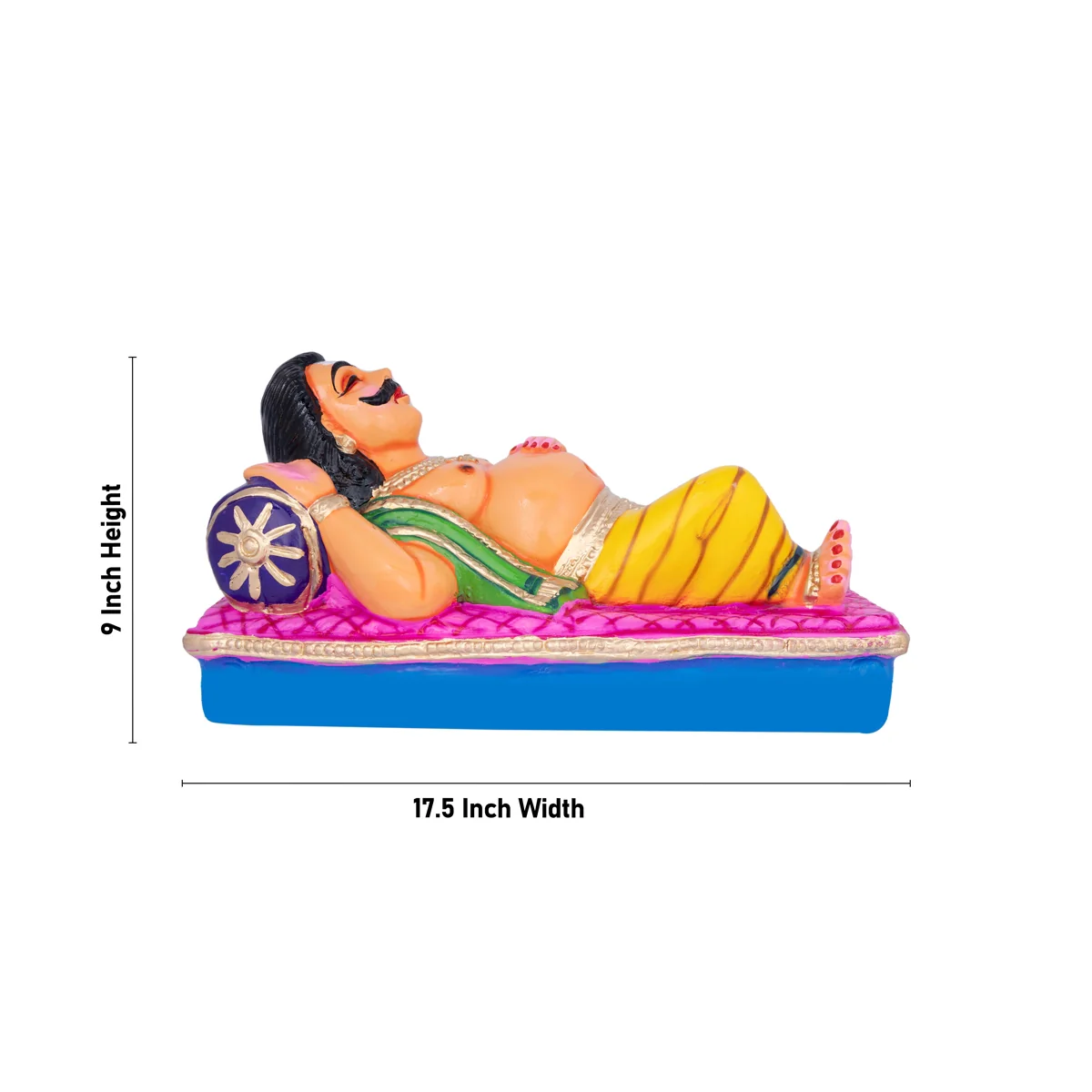 Kumbhakarna Paper Mache Golu Bommai Set - 9 X 17.5 Inches | Navaratri Golu Gombe/Giri Golu Doll/ Navratri Decor - Image 6