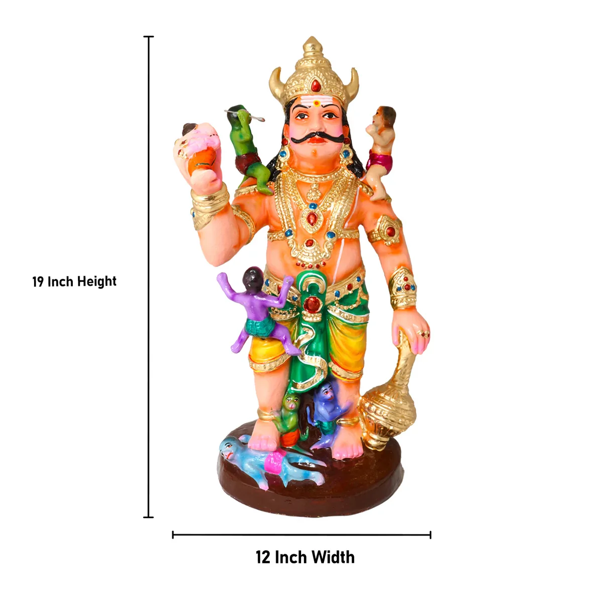 Kumbhakarna War Clay Golu Bommai Set - 19 x 12 Inches | Giri Golu Doll/ Navaratri Golu Bomma/Gombe/Bommai - Image 2