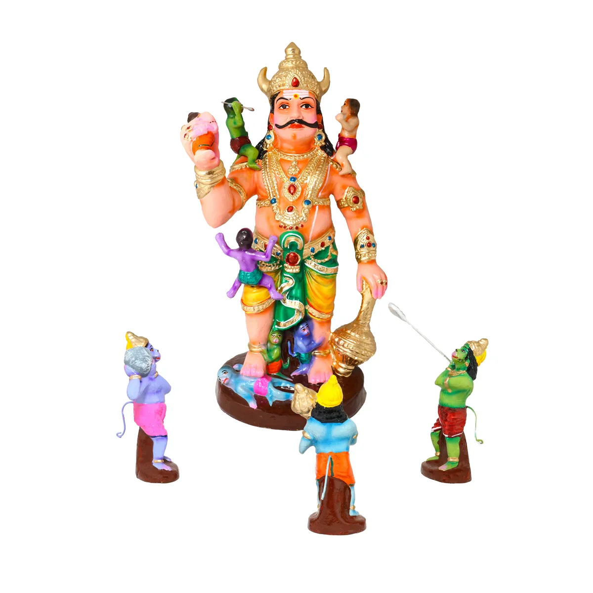 Kumbhakarna War Clay Golu Bommai Set - 19 x 12 Inches | Giri Golu Doll/ Navaratri Golu Bomma/Gombe/Bommai - Image 9
