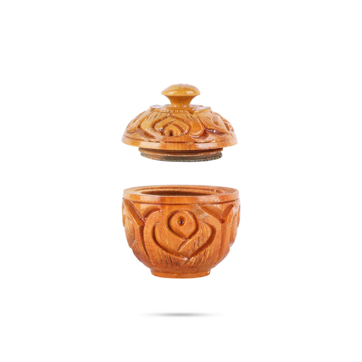 Kumkum Box - 0.5 x 1.5 Inches | Wooden Kumkum Bharani/ Hand Carved Sindoor Pot for Home - Image 2