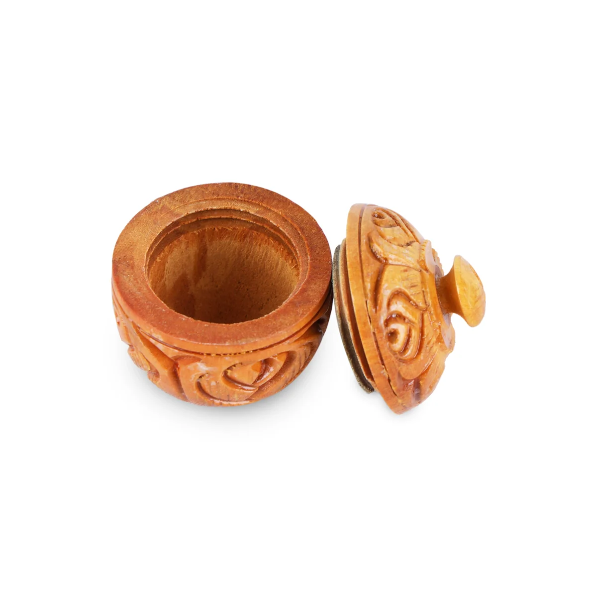 Kumkum Box - 0.5 x 1.5 Inches | Wooden Kumkum Bharani/ Hand Carved Sindoor Pot for Home - Image 3