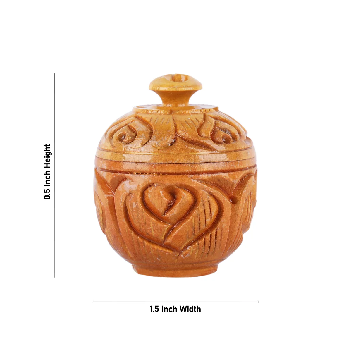 Kumkum Box - 0.5 x 1.5 Inches | Wooden Kumkum Bharani/ Hand Carved Sindoor Pot for Home - Image 4