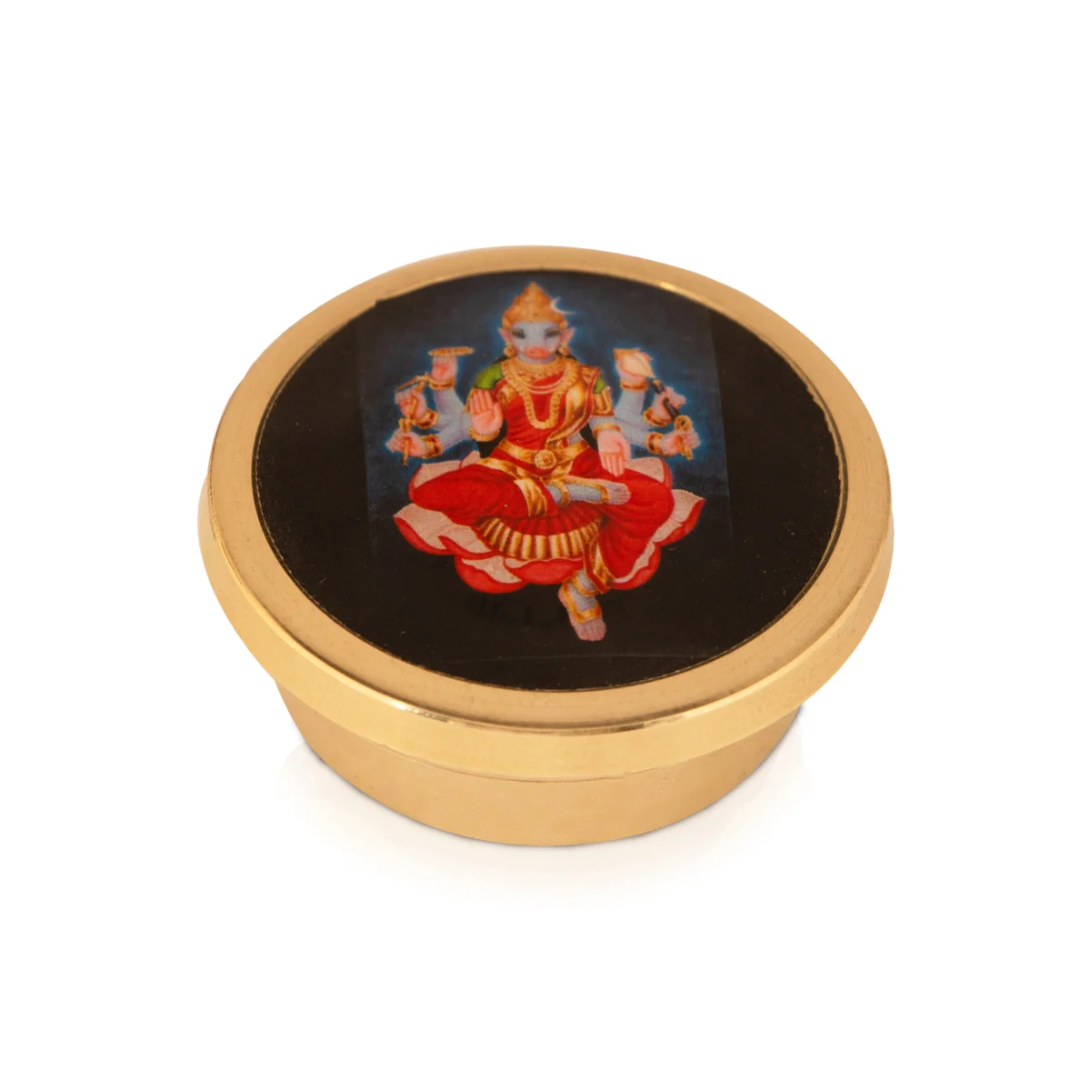 Kumkum Box - 0.75 x 2 Inches | Brass Kumkum Bharani/ Sindoor Pot With Varahi Design Lid for Women - Image 2