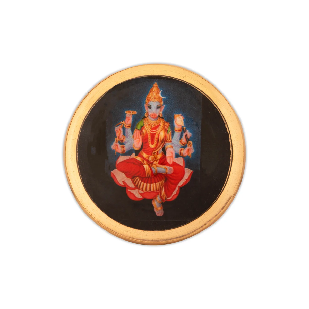 Kumkum Box - 0.75 x 2 Inches | Brass Kumkum Bharani/ Sindoor Pot With Varahi Design Lid for Women - Image 3