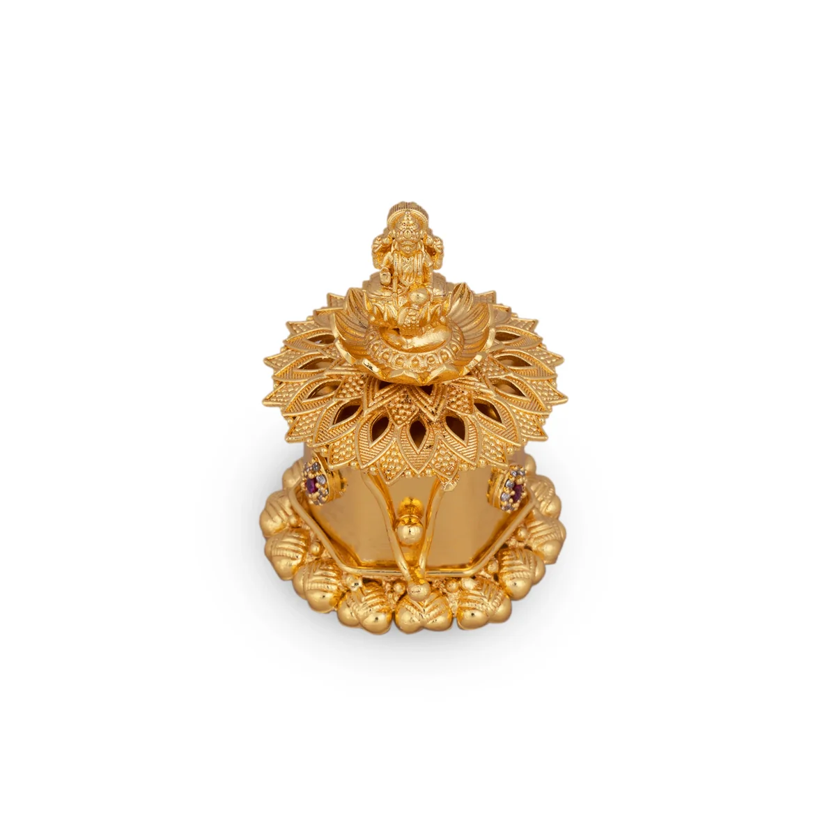 Kumkum Box - 2 x 1.5 Inches | Metal Kumkum Bharani/ Gold Polish Sindoor Pot for Women - Image 3