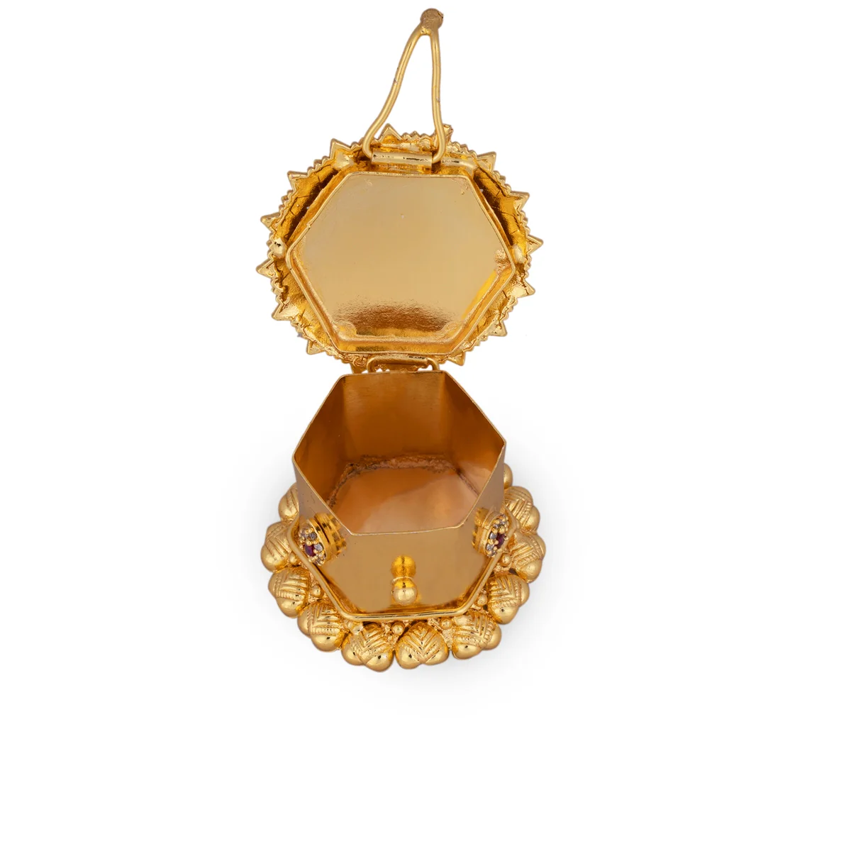 Kumkum Box - 2 x 1.5 Inches | Metal Kumkum Bharani/ Gold Polish Sindoor Pot for Women - Image 4