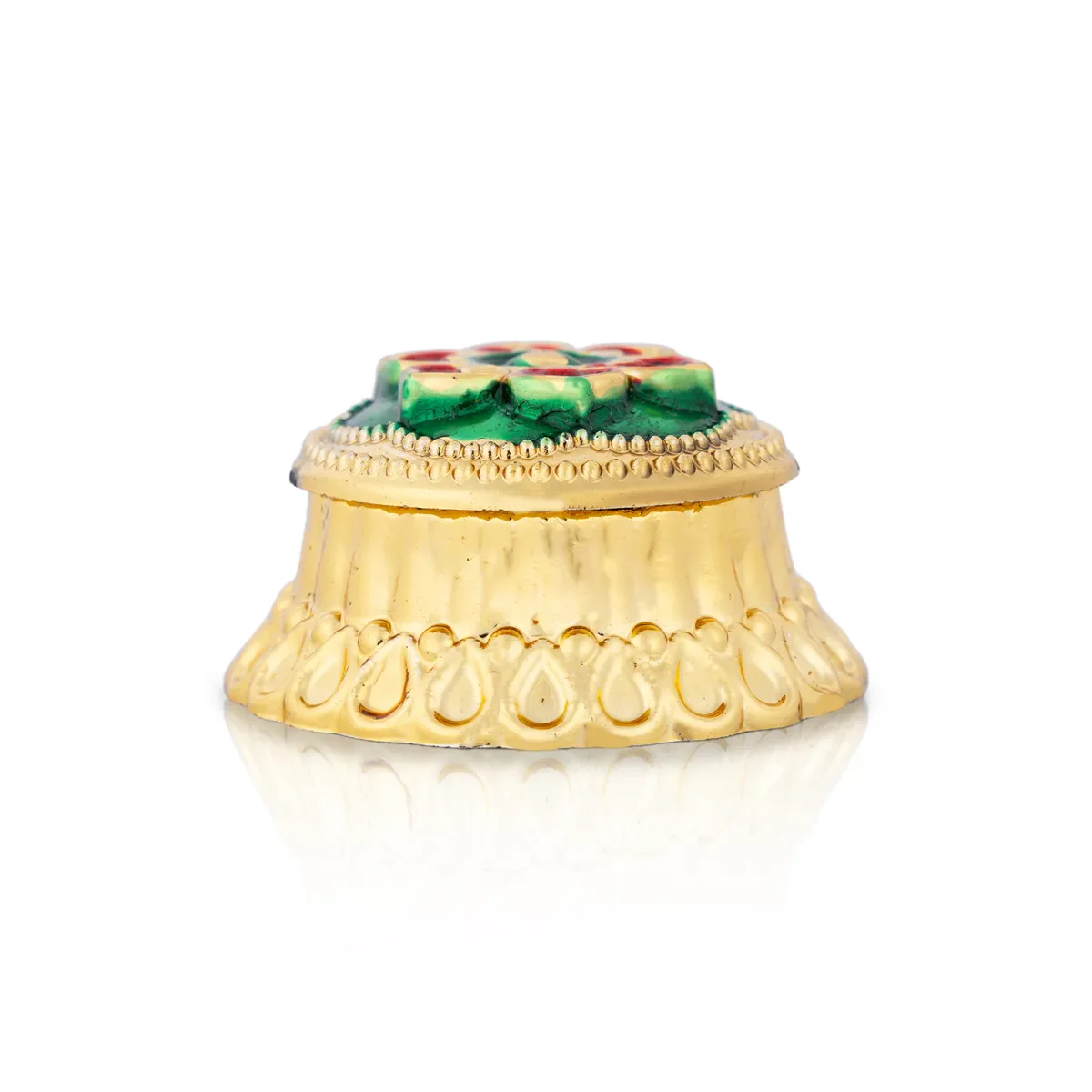 Kumkum Box Set - 1.5 Inches Dia | Kumkum Bharani/ 12 Pcs/ Gold Polish Sindoor Pot for Women/ Assorted Design