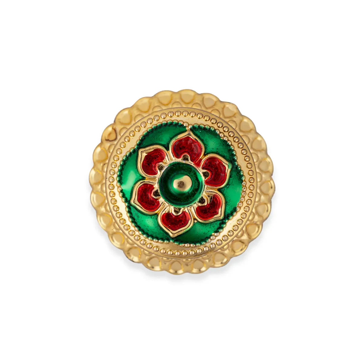 Kumkum Box Set - 1.5 Inches Dia | Kumkum Bharani/ 12 Pcs/ Gold Polish Sindoor Pot for Women/ Assorted Design - Image 2