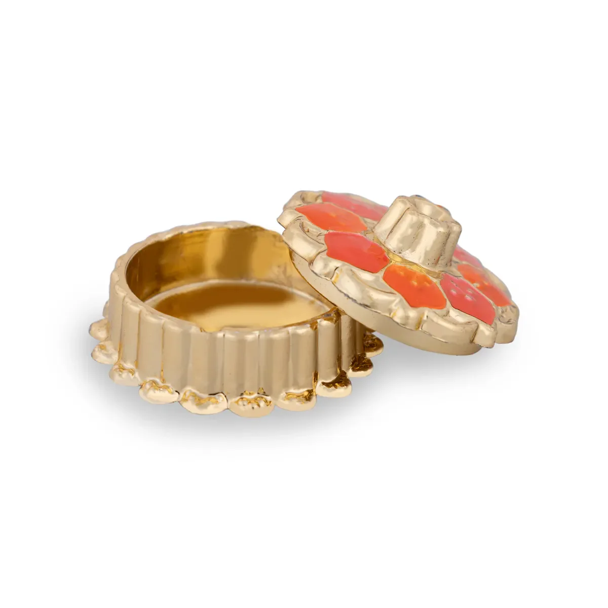 Kumkum Box Set - 1.5 Inches Dia | Kumkum Bharani/ 12 Pcs/ Gold Polish Sindoor Pot for Women/ Assorted Design - Image 7