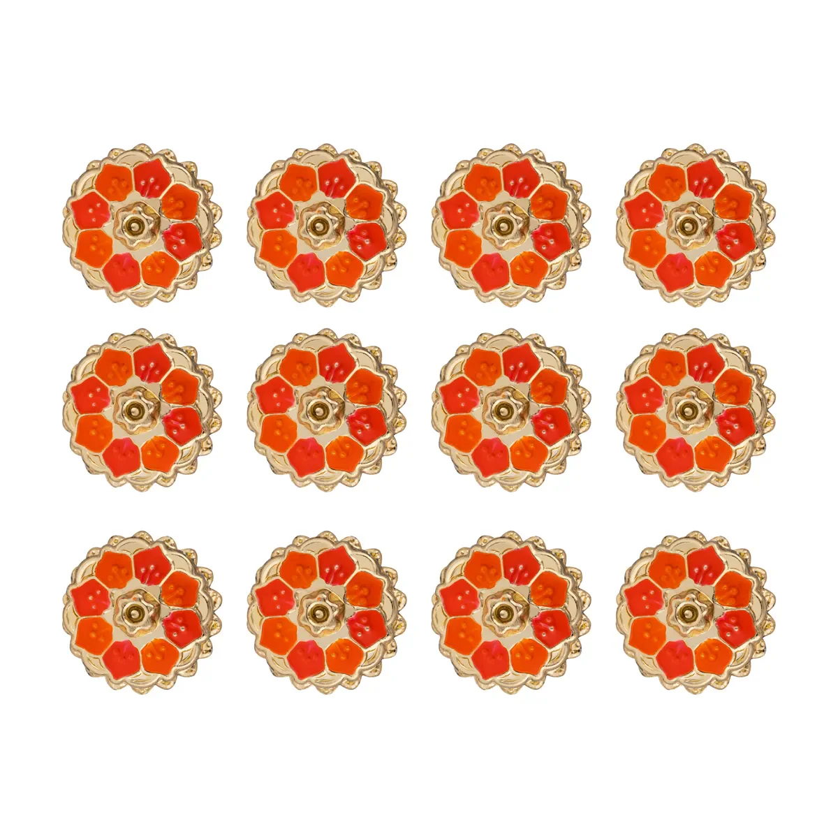 Kumkum Box Set - 1.5 Inches Dia | Kumkum Bharani/ 12 Pcs/ Gold Polish Sindoor Pot for Women/ Assorted Design - Image 9