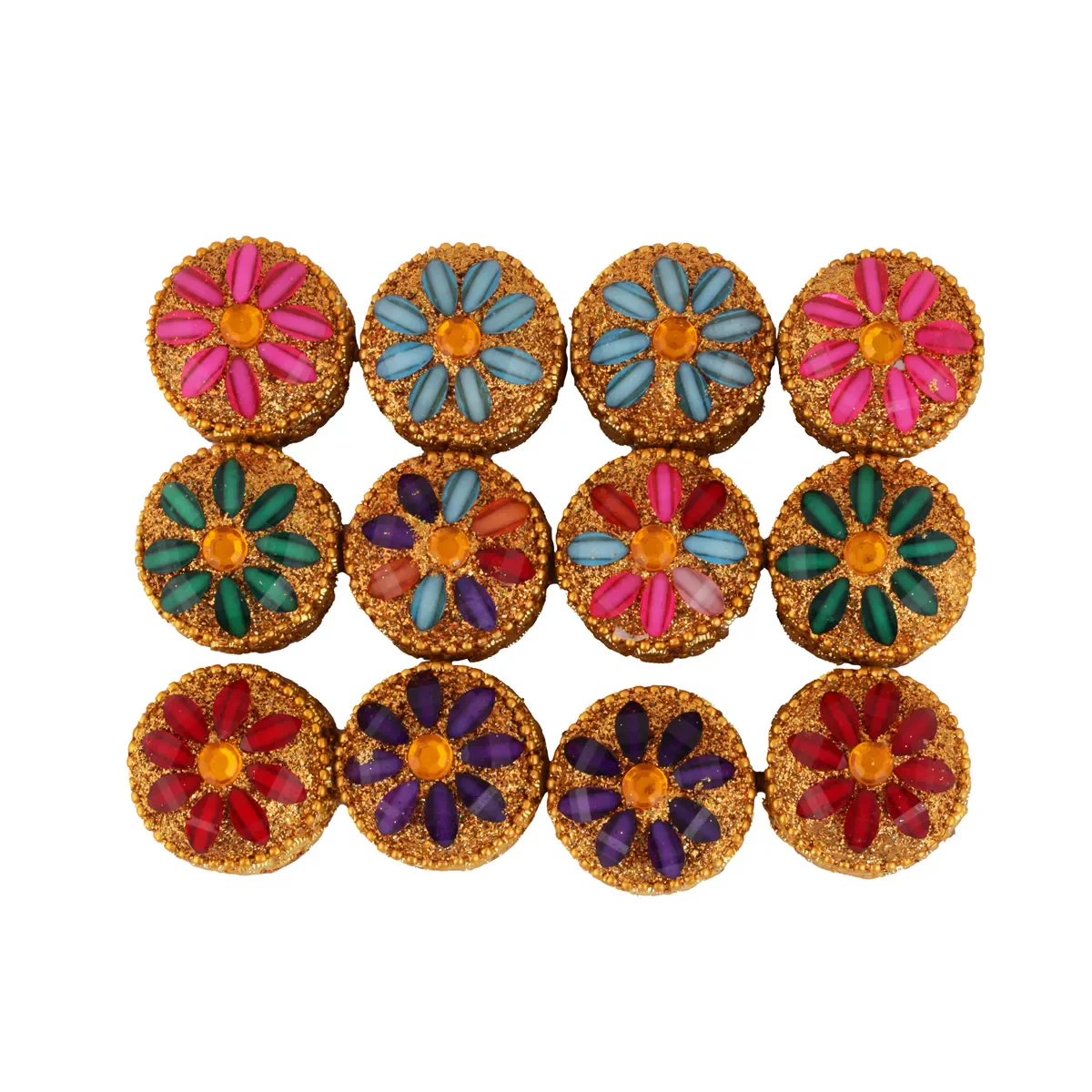 Kumkum Box Set - 1 X 1.5 Inches | 12 Pcs/ Kumkum Bharani/ Sindoor Pot For Storing Kumkum, Haldi And Pooja