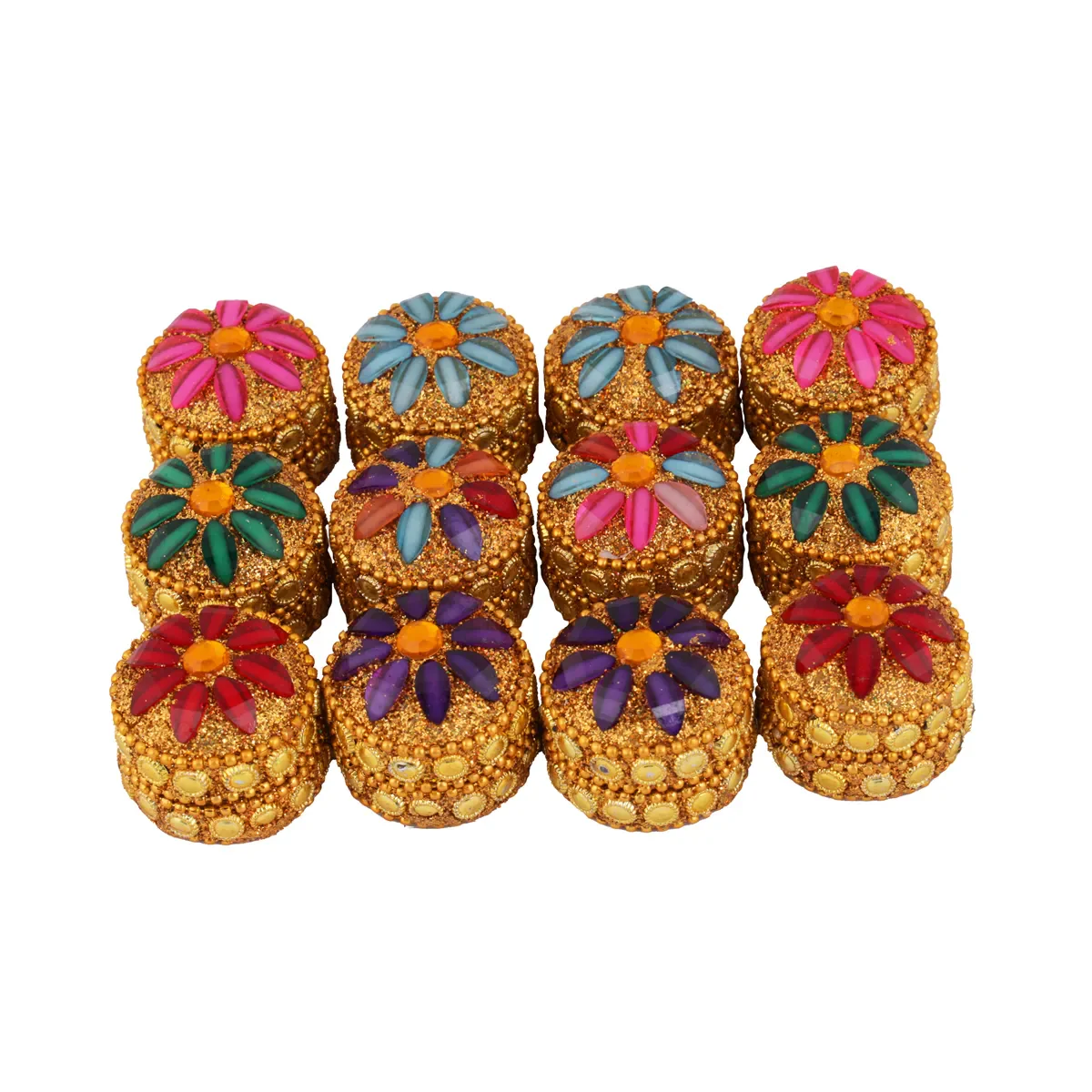 Kumkum Box Set - 1 X 1.5 Inches | 12 Pcs/ Kumkum Bharani/ Sindoor Pot For Storing Kumkum, Haldi And Pooja - Image 2