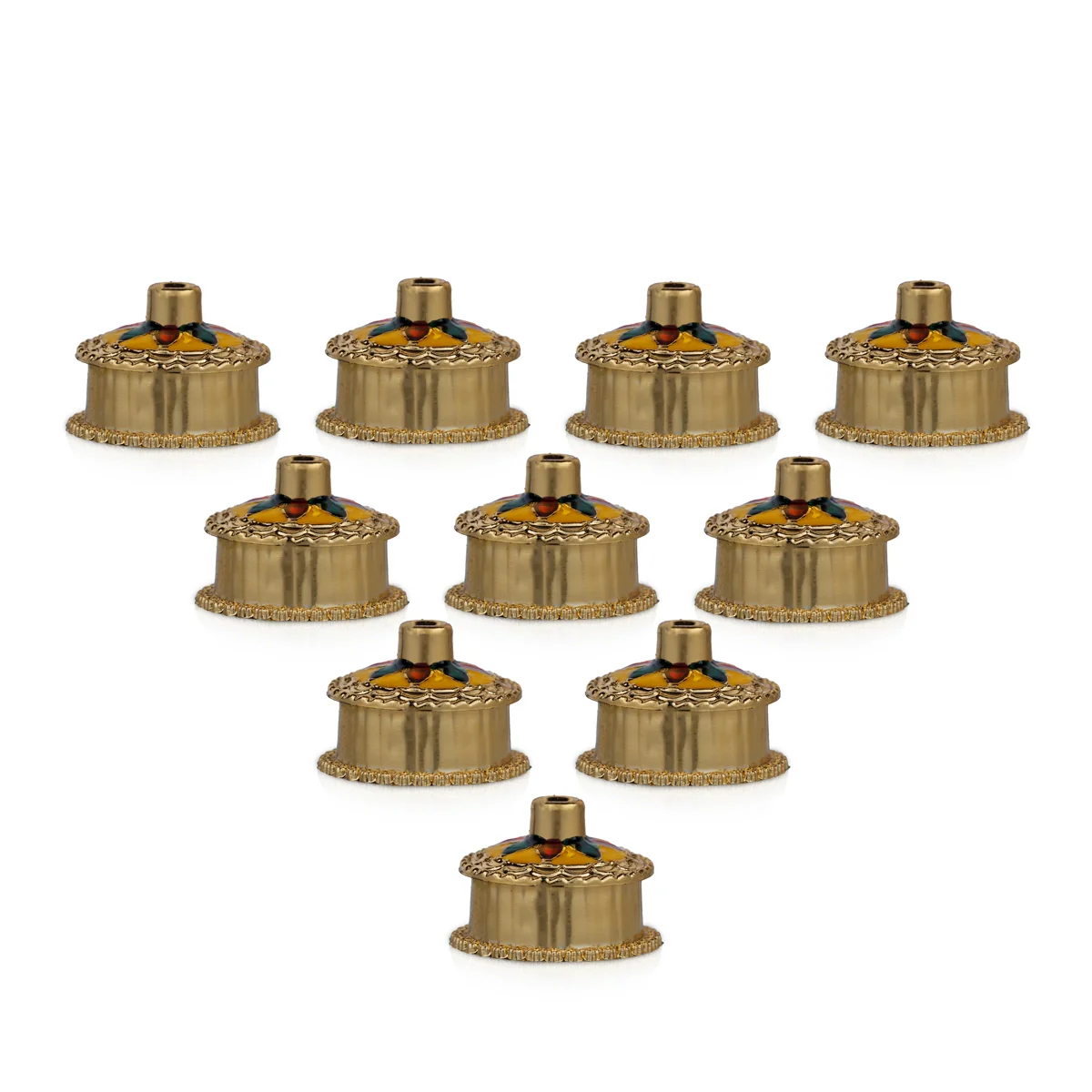 Kumkum Box Set - 1.5 x 1 Inches | 10 Pcs/ Kumkum Bharani/ Kumkum Pot for Pooja/ 100 Gms/ Assorted Design - Image 8